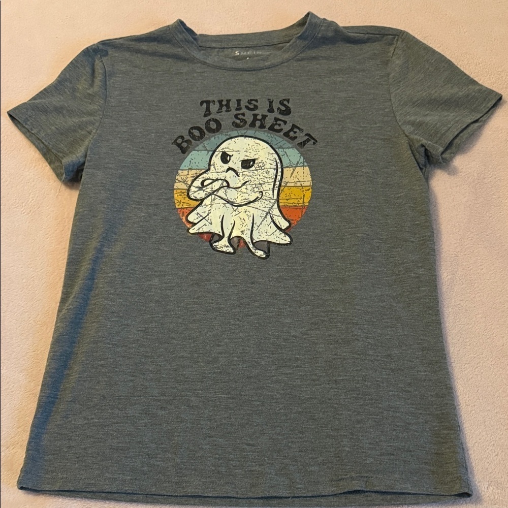 SHEIN Gray 'This is Boo Sheet' Graphic Tee